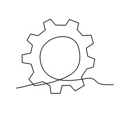 One Line Drawing Gear Wheel