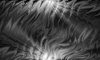 Abstract Black and White Fluid Marble Waves with Soft Light Glow Background
