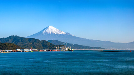 Miho no Matsubara beaches and forest with Mount Fuji (Fuji-San), Shimizu, Honshu, Japan