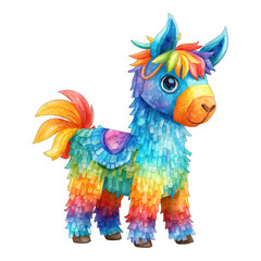 Vibrant Pinata Donkey Standing Alone Against a White Background