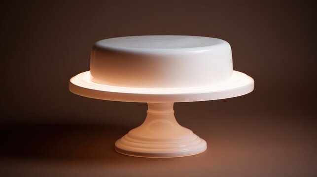 Elegant white cake stand with soft lighting showcase