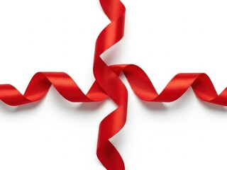 Red curly ribbon isolated on white background