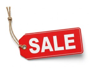 Red sale tag isolated on white background