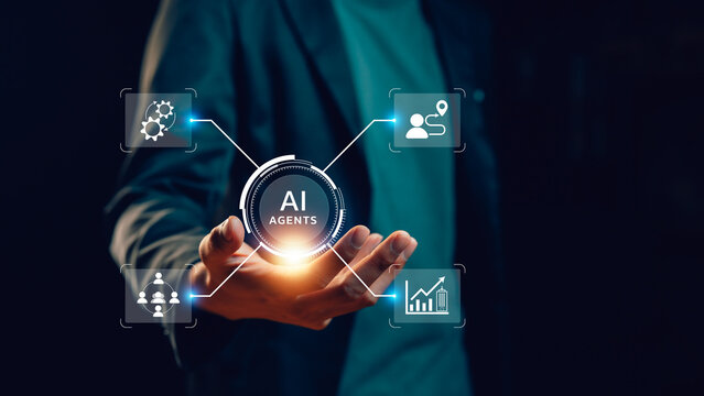 AI Agent Ecosystem Framework Enterprise Automation Intelligent Business Integration, Businessman use AI as a Service, Agentic Workflow, journey, FinAgent, organizational adoption scalability