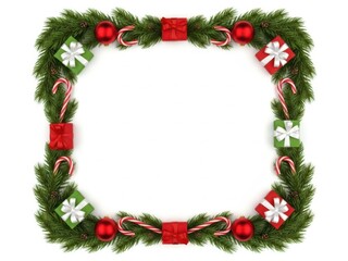 Christmas wreath frame isolated on white background