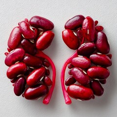 Vibrant red kidney beans on pods for healthy eating and cooking