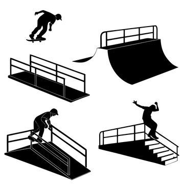 Skateboarding tricks and ramps