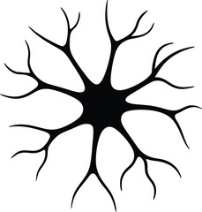 Neuron silhouette vector art illustration and minimal black and white design