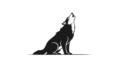 Silhouette of a wolf howling at the moon, representing wild nature and primal instinct