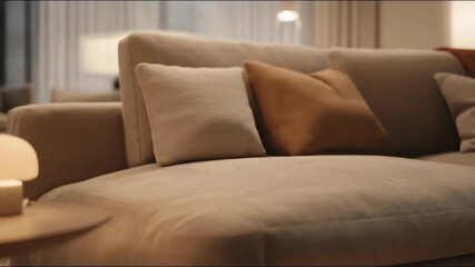Cozy living room with modern mushroom lamp on side table