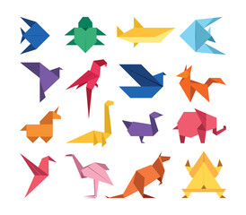Fototapeta premium Origami paper animals asian creative art