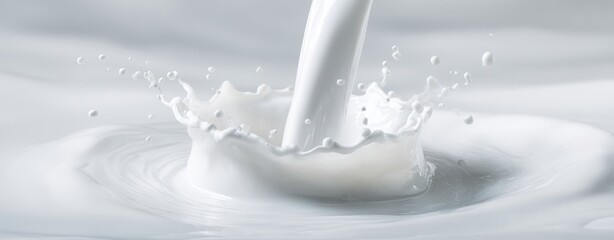 The Milk Splash Captured in a High Speed Pour Over Smooth White Surface