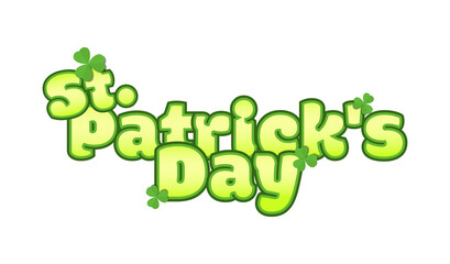 St Patrick’s Day Green Cartoon Bubble Text, Irish Holiday Typography Design on Transparent Background