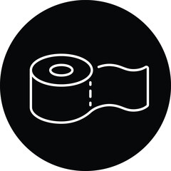 Toilet paper icon in black circle