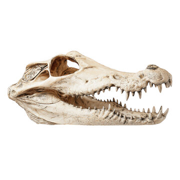 Crocodile skull display isolated on transparent background