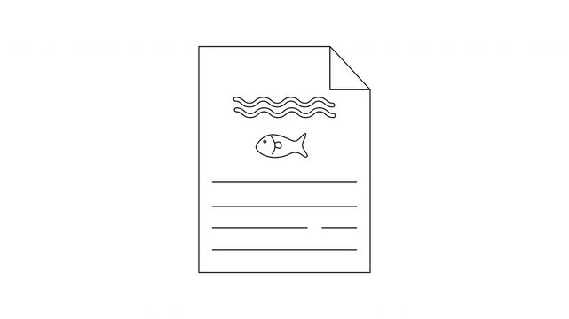 Lined document with wavy lines fish and folded corner