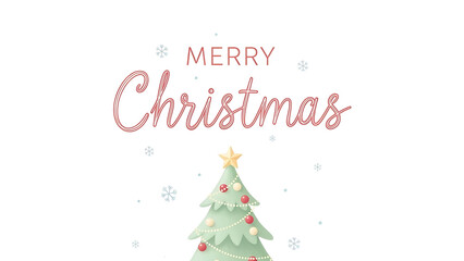 Fototapeta premium Festive Christmas Greeting with Decorated Tree and Snowflakes