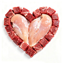 Balanced food heart showcases nutritious ingredients for wellness focused branding projects