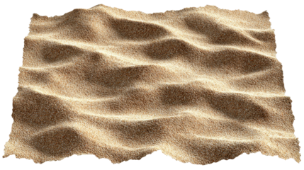 Waves of sand create patterns on the surface in an empty desert landscape under sunlight during midday hours