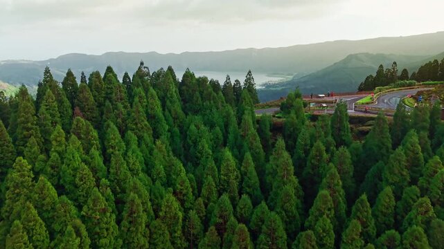 Aerial View of Lagoa das Sete Cidades Lake in Sao Miguel, Azores, Portugal