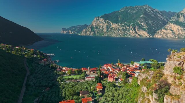 Aerial View of Torbole on Lake Garda in the Italian Alps