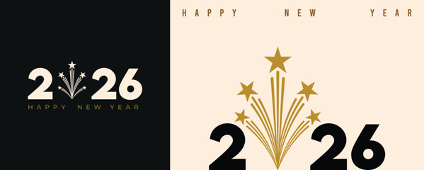 New Year 2026 logo design template, Merry Christmas, stylish typography, collection of 2026 Happy New Year, New Year sets, vector illustration for greeting card, poster, calendar, invitation, banner