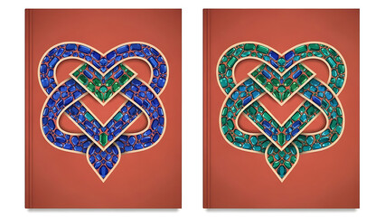 Intricate Moroccan Zellige Tile Love Knot Pattern Empty Book Cover Template for Exotic Desert Sheik Romance