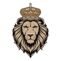 Obraz premium Lion head with crown coat of arms vector illustration