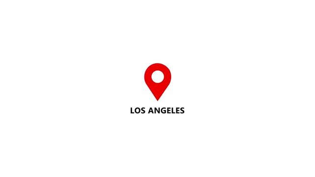 Location of the city of Los Angeles ,the name of the place with the location has been displayed. GPS location tracking icon. Location pin icon search location idea for travel map pointer icon. 4k