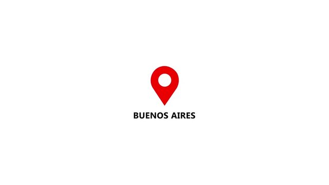 Location of the city of Buenos Aieres ,the name of the place with the location has been displayed. GPS location tracking icon. Location pin icon search location idea for travel map pointer icon. 4k