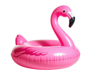 Vibrant pink inflatable flamingo pool float 