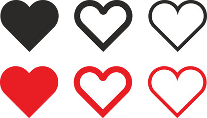 vector illustration of a set of hearts