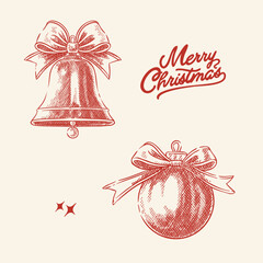 Hand Drawn Jingle Bell Illustration Festive Christmas Holiday Design