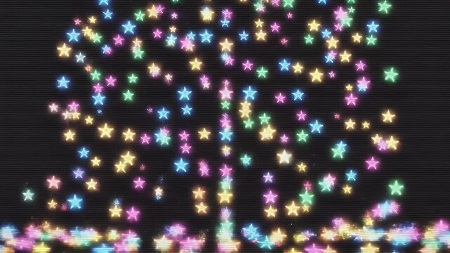 Digital Glitch Abstract - This video features a vibrant, chaotic digital glitch effect. The composition is filled with colorful pixelated shapes and static noise against a dark background, resembling