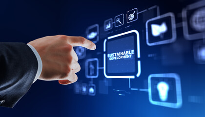 Sustainable development goals with eco-friendly architecture and green urban planning concepts