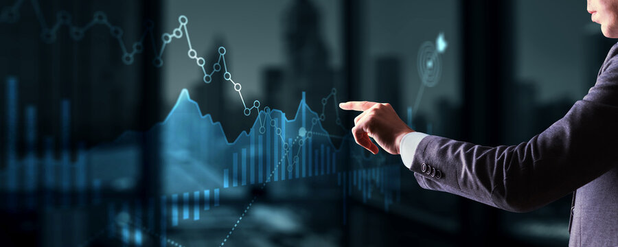 Abstract financial chart. Investment trading financial analysing forex currency economy growth - Powered by Adobe