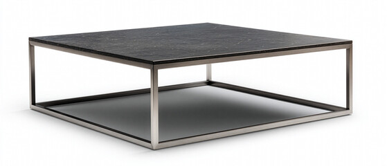 Square Marble Coffee Table with Metal Frame - Minimalist Luxury Interior Design