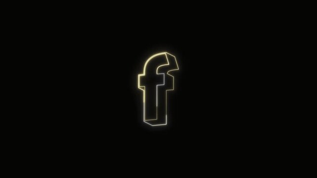 Alphabet F Neon Text Seamless Loop 4K with Black Background Animated Promotional Typography for Video Editing
