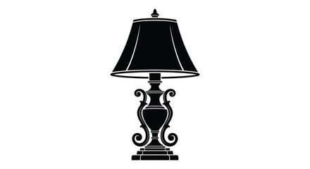Elegant table lamp with a classic design rendered as a striking black silhouette © RMvectors02