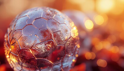 Glowing Metallic Spheres with Honeycomb Pattern