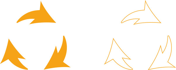 Fototapeta premium Orange recycle symbol solid and outline ecology icon vector illustration