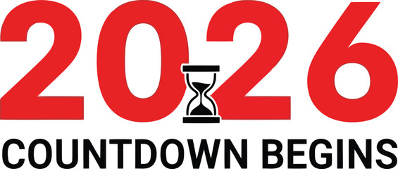 2026 countdown begins   red modern typography design Vector © Jamila