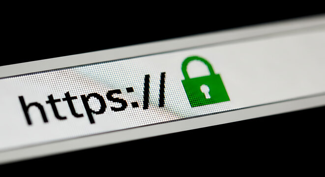 Secure web browsing with https and lock icon on a computer screen