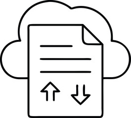 Cloud icon with document and upload download arrows