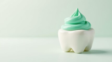 A Swirl of Mint-Colored Paste on a Tooth Model, Representing Oral Hygiene and Dental Care