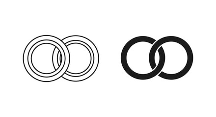 Interlocking rings design in black and white showcasing a simple geometric shape silhouette