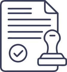 Document with Check Mark and Stamp Icon paper approval
