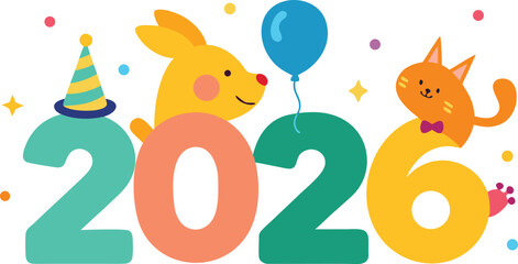 Celebrating the year 2026 isolated on transparent background