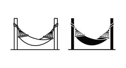 Two hammock designs shown in black and white one filled and one outline silhouette