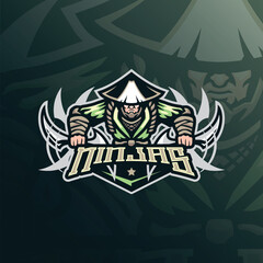Ninja mascot logo design vector. Ninja illustration for sport and esport team.